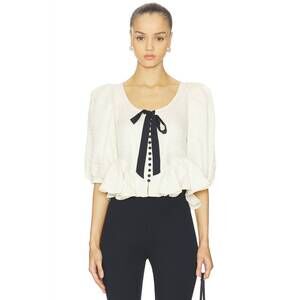 NEW FREE PEOPLE pamela bow top in white alyssum